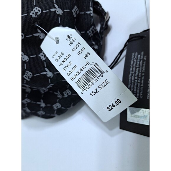 Playboy PacSun Strapback Hat Black Gray Cap All Over Print Logo StrapBack - Picture 4 of 6